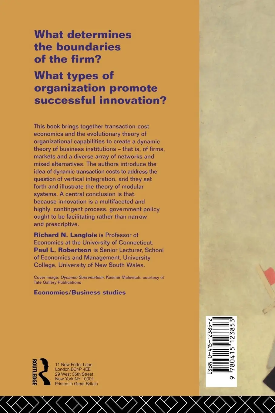 Rückseite: 9780415123853 | Firms, Markets and Economic Change | Richard N. Langlois (u. a.)