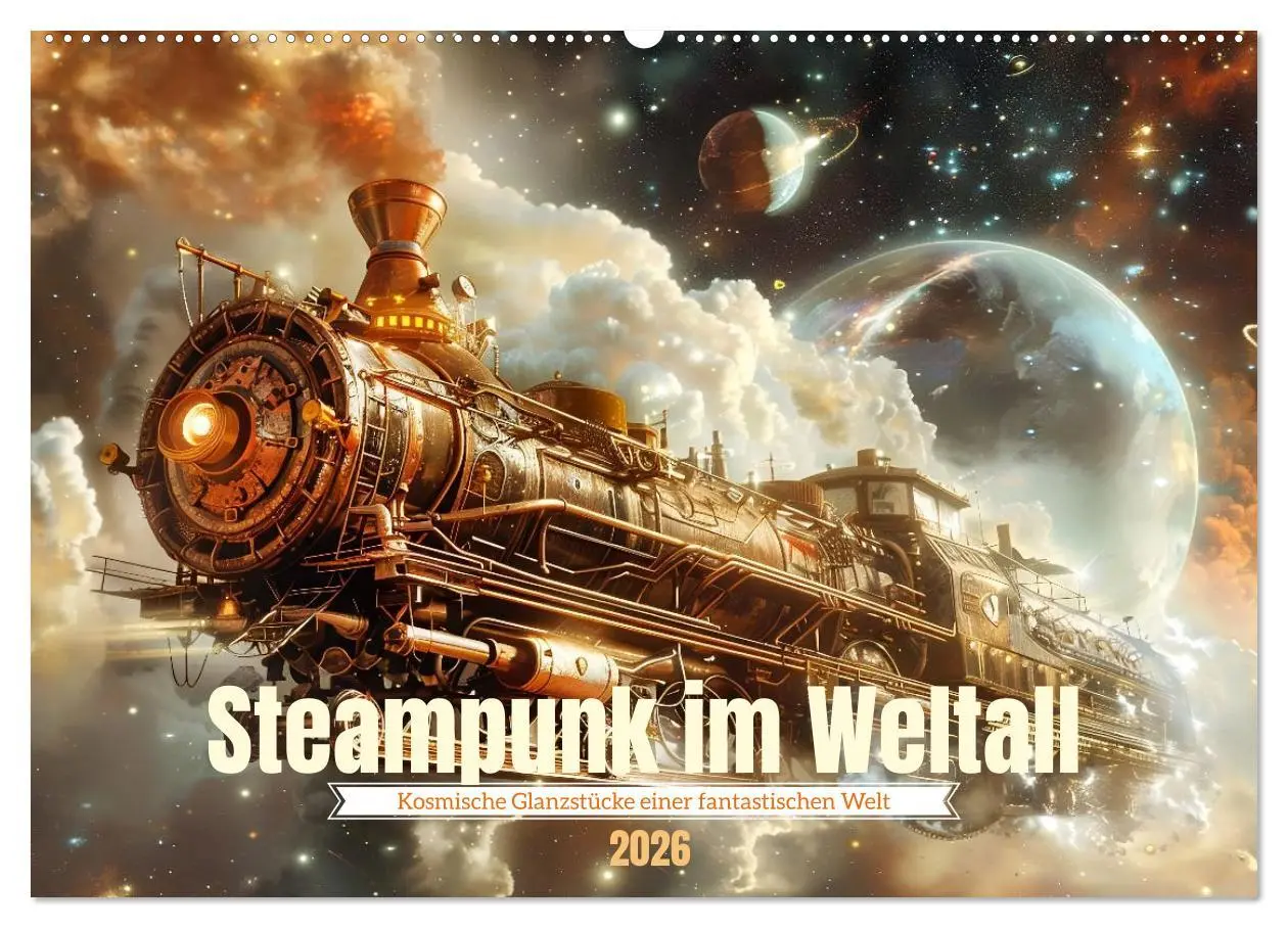 Cover: 9783457403853 | Steampunk im Weltall (Wandkalender 2026 DIN A2 quer), CALVENDO...