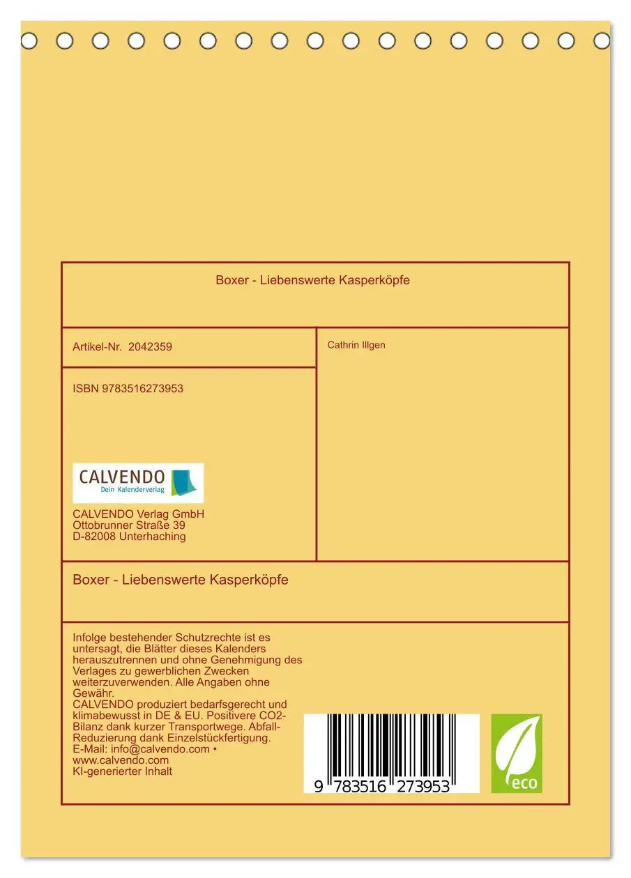 Bild: 9783516273953 | Boxer - Liebenswerte Kasperköpfe (Tischkalender 2026 DIN A5 hoch),...