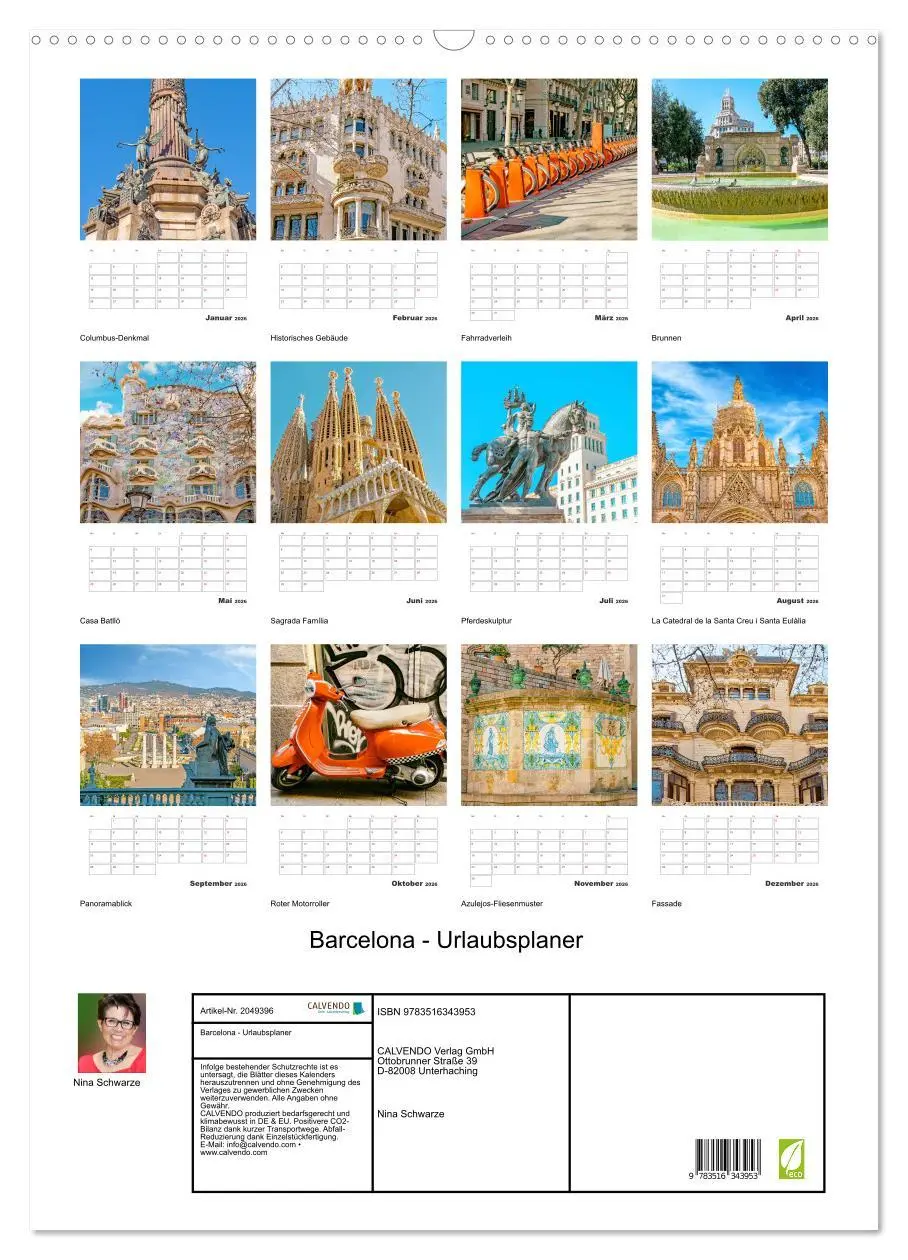 Bild: 9783516343953 | Barcelona - Urlaubsplaner (Wandkalender 2026 DIN A2 hoch), CALVENDO...