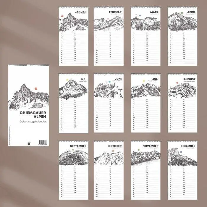Bild: 9783690283953 | Kleiner Geburtstagskalender "Chiemgauer Alpen", ohne Jahreszahl