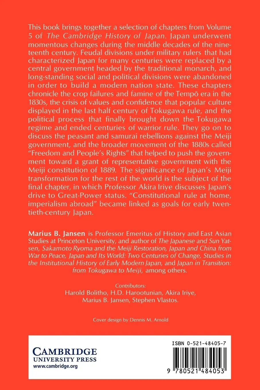 Rückseite: 9780521484053 | The Emergence of Meiji Japan | Marius Jansen | Taschenbuch | Englisch