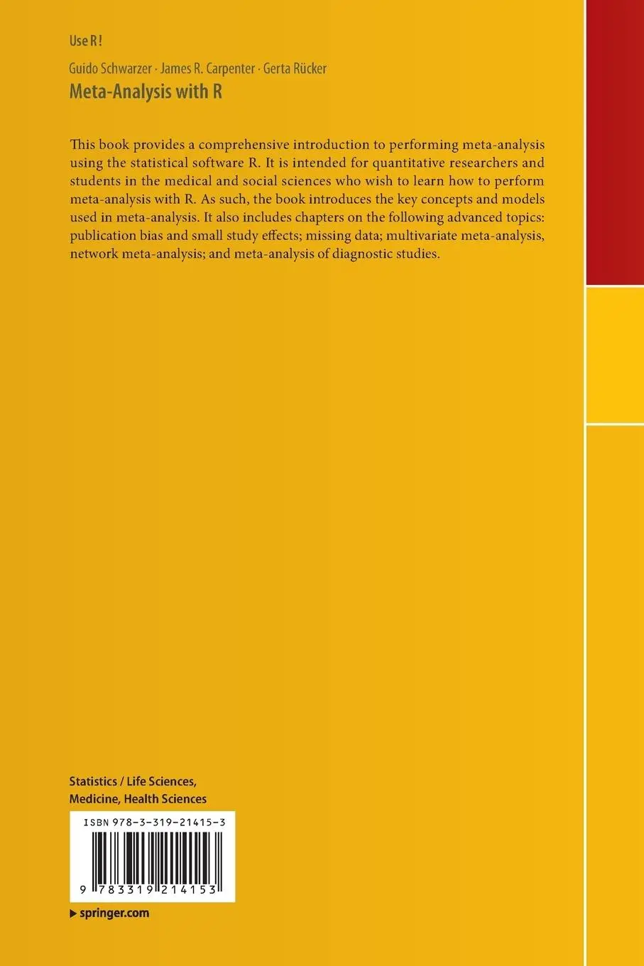 Rückseite: 9783319214153 | Meta-Analysis with R | Guido Schwarzer (u. a.) | Taschenbuch | xii