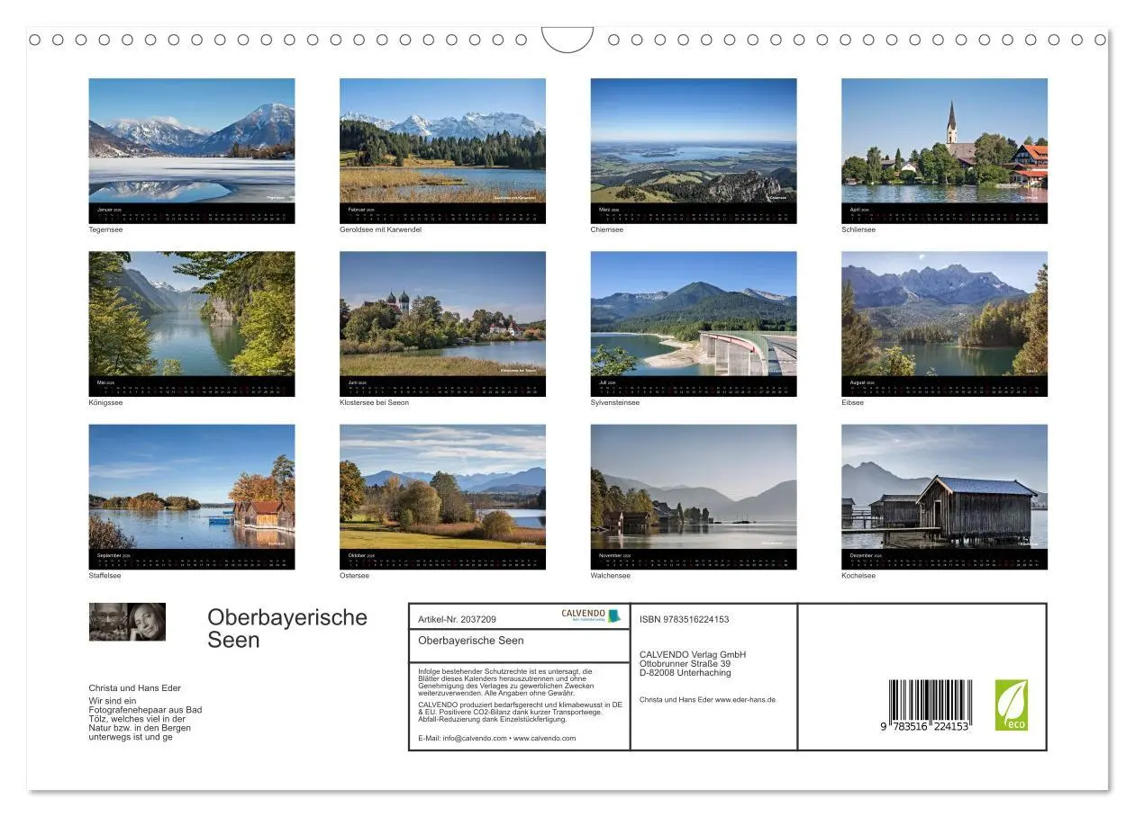 Bild: 9783516224153 | Oberbayerische Seen (Wandkalender 2026 DIN A3 quer), CALVENDO...