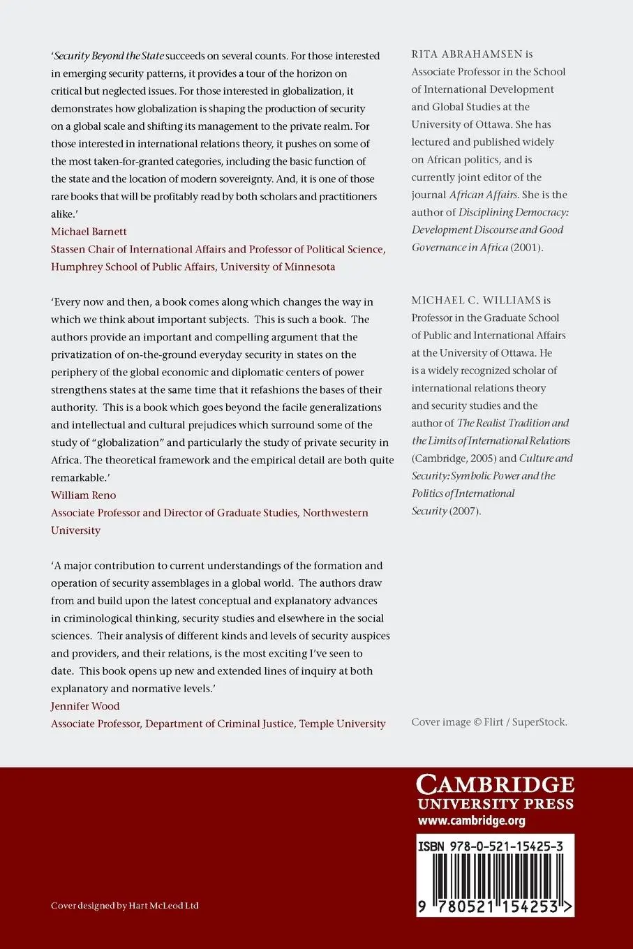 Rückseite: 9780521154253 | Security Beyond the State | Rita Abrahamsen (u. a.) | Taschenbuch