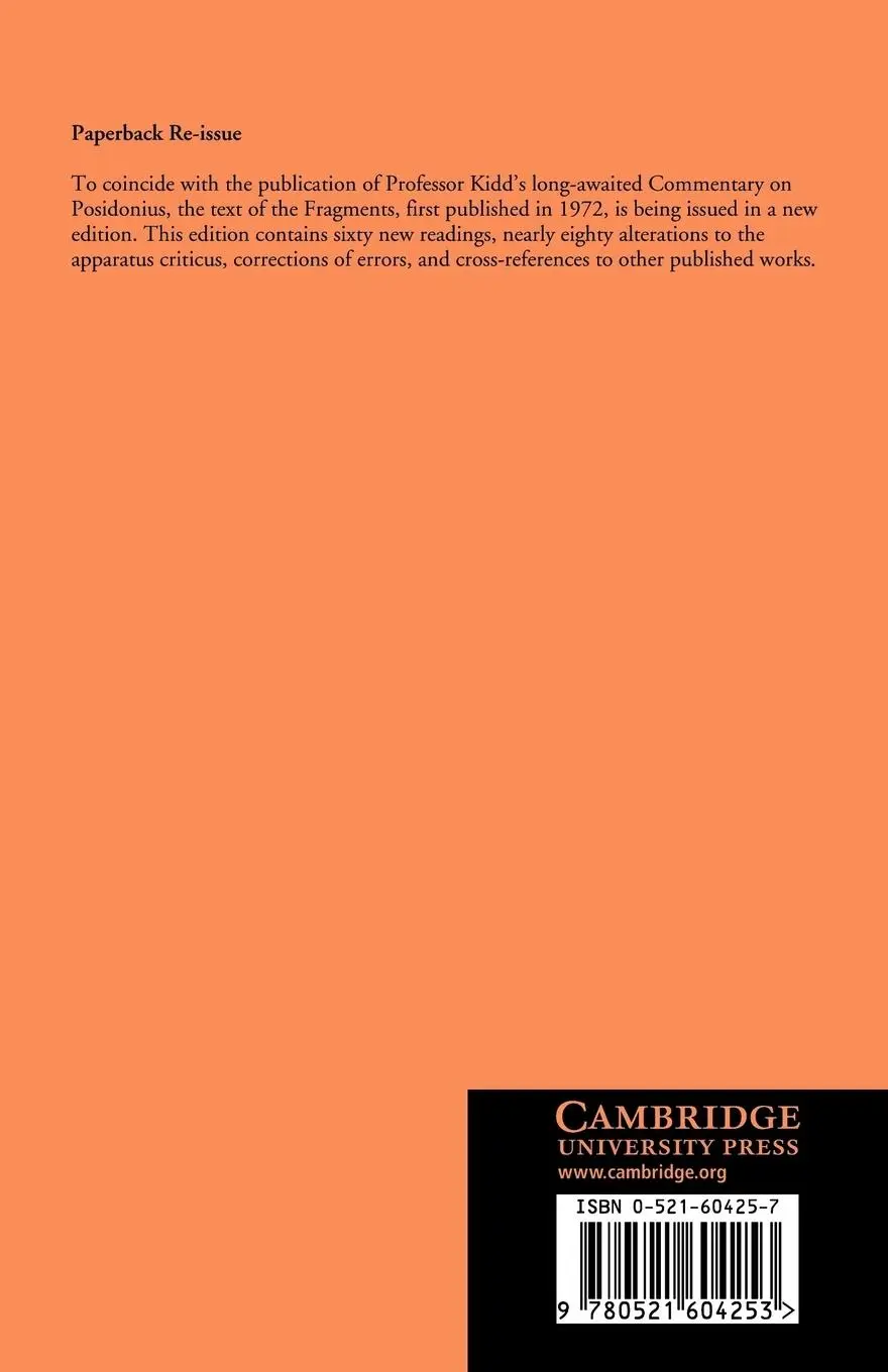 Rückseite: 9780521604253 | Posidonius | Volume 1, the Fragments | Posidonius | Taschenbuch | 2004