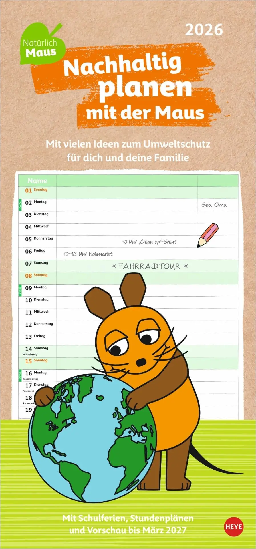 Cover: 9783756414253 | Nachhaltig Planen mit der Maus 2026 | Kalender | 15 S. | Deutsch