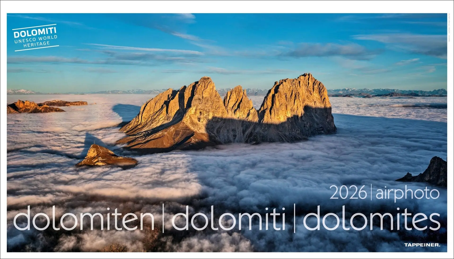 Cover: 9791280864253 | Luftbildkalender Dolomiten 2026 | Christjan/Holz, Dietrich Ladurner