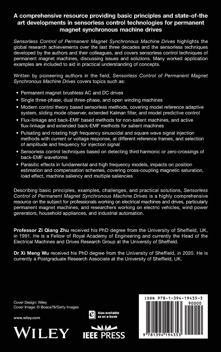 Rückseite: 9781394194353 | Sensorless Control of Permanent Magnet Synchronous Machine Drives