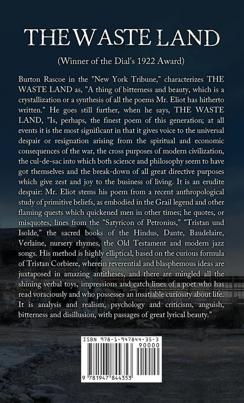 Rückseite: 9781947844353 | The Waste Land | The Original 1922 Edition | T. S. Eliot | Buch | 2018