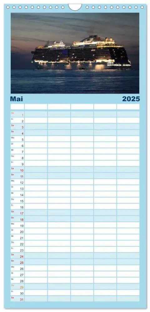 Bild: 9783457114353 | Familienplaner 2025 - Kreuzfahrt Warnemünde mit 5 Spalten...