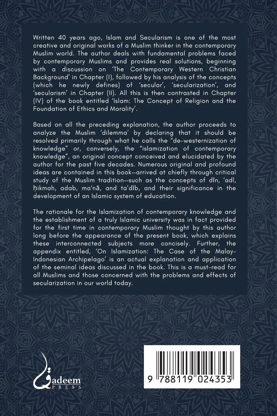 Rückseite: 9788119024353 | Islam and Secularism | Syed Muhammad Naquib Al-Attas | Taschenbuch