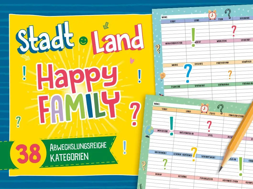 Cover: 9783625194453 | Stadt, Land, Happy Family - Spieleblock | Taschenbuch | 80 S. | 2026