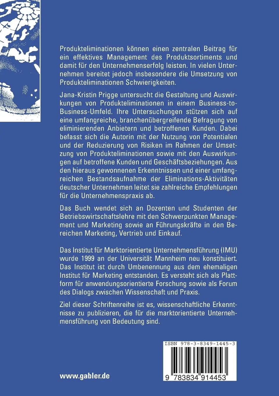 Rückseite: 9783834914453 | Gestaltung und Auswirkungen von Produkteliminationen im...