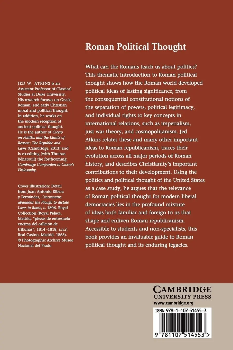 Rückseite: 9781107514553 | Roman Political Thought | Jed W. Atkins | Taschenbuch | Englisch