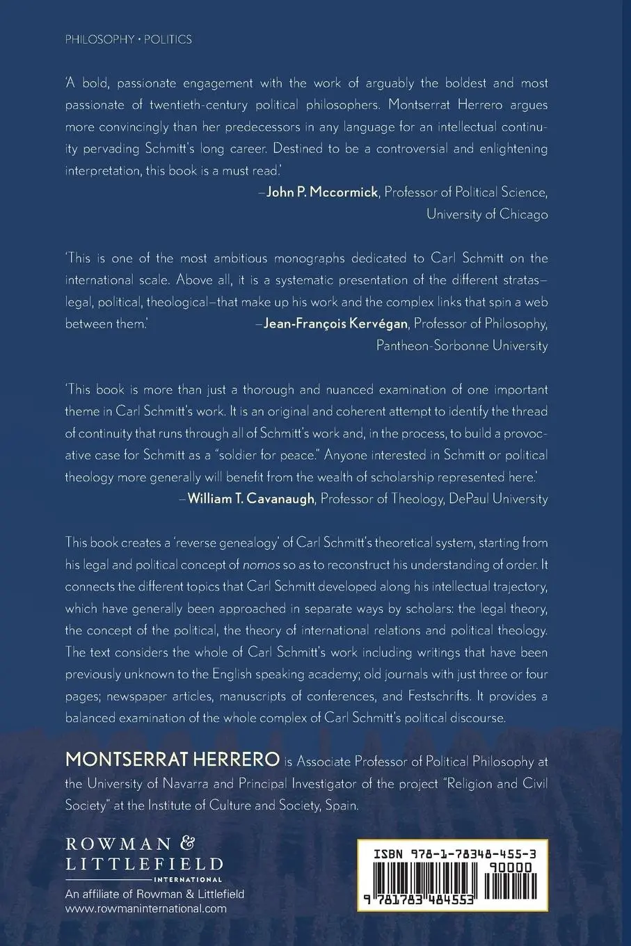 Rückseite: 9781783484553 | The Political Discourse of Carl Schmitt | A Mystic of Order | Herrero