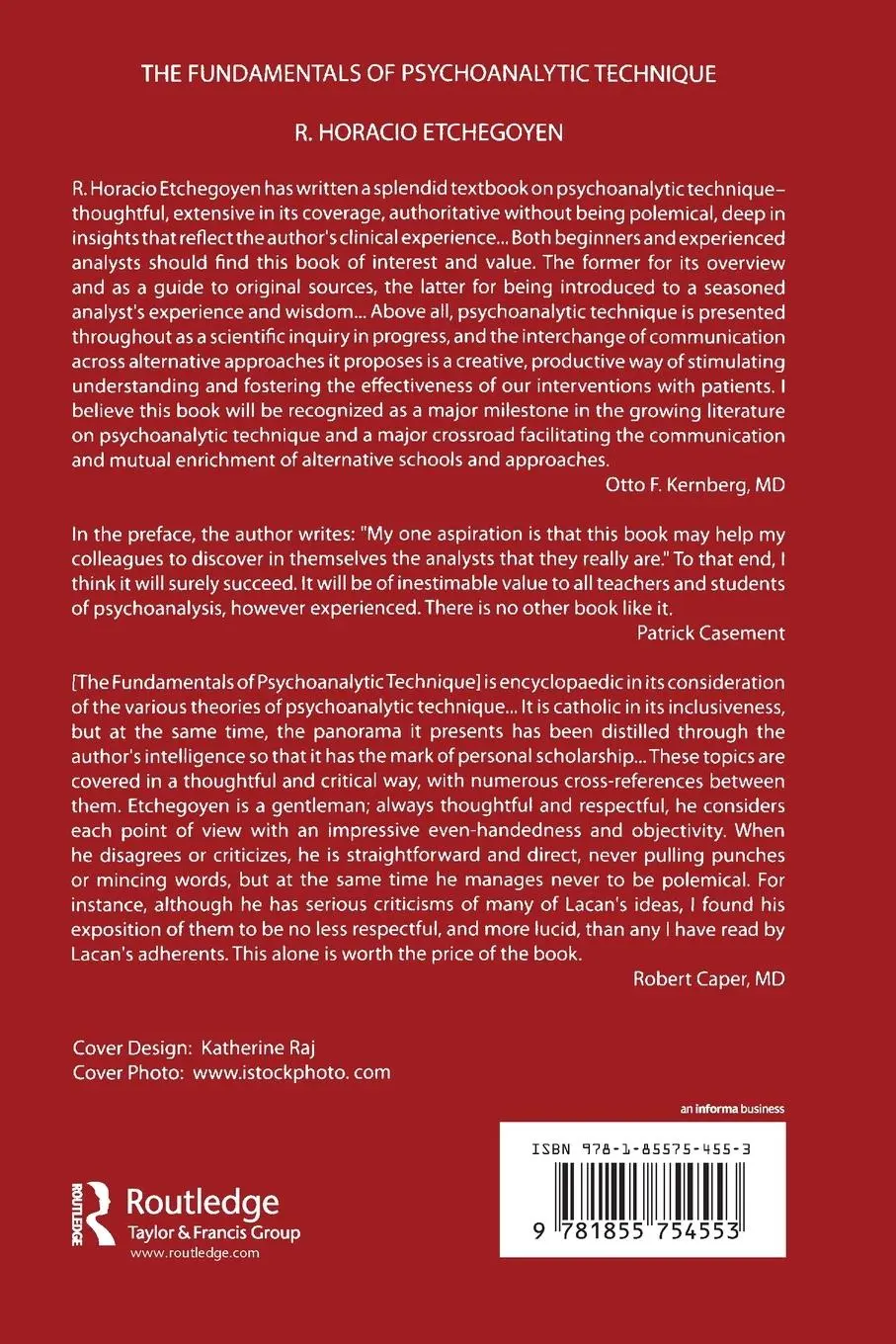 Rückseite: 9781855754553 | The Fundamentals of Psychoanalytic Technique | R. Horacio Etchegoyen