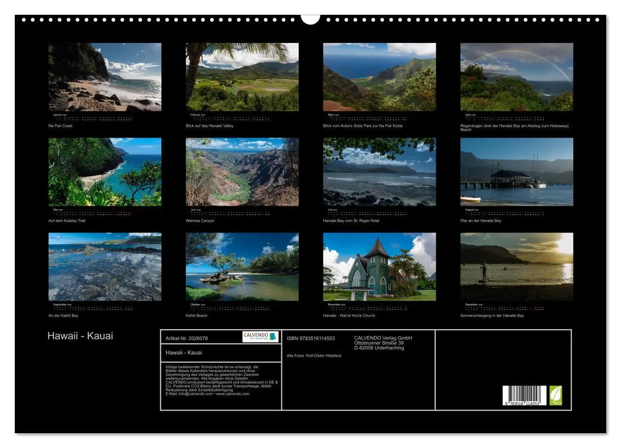 Bild: 9783516114553 | Hawaii - Kauai (Wandkalender 2026 DIN A2 quer), CALVENDO...