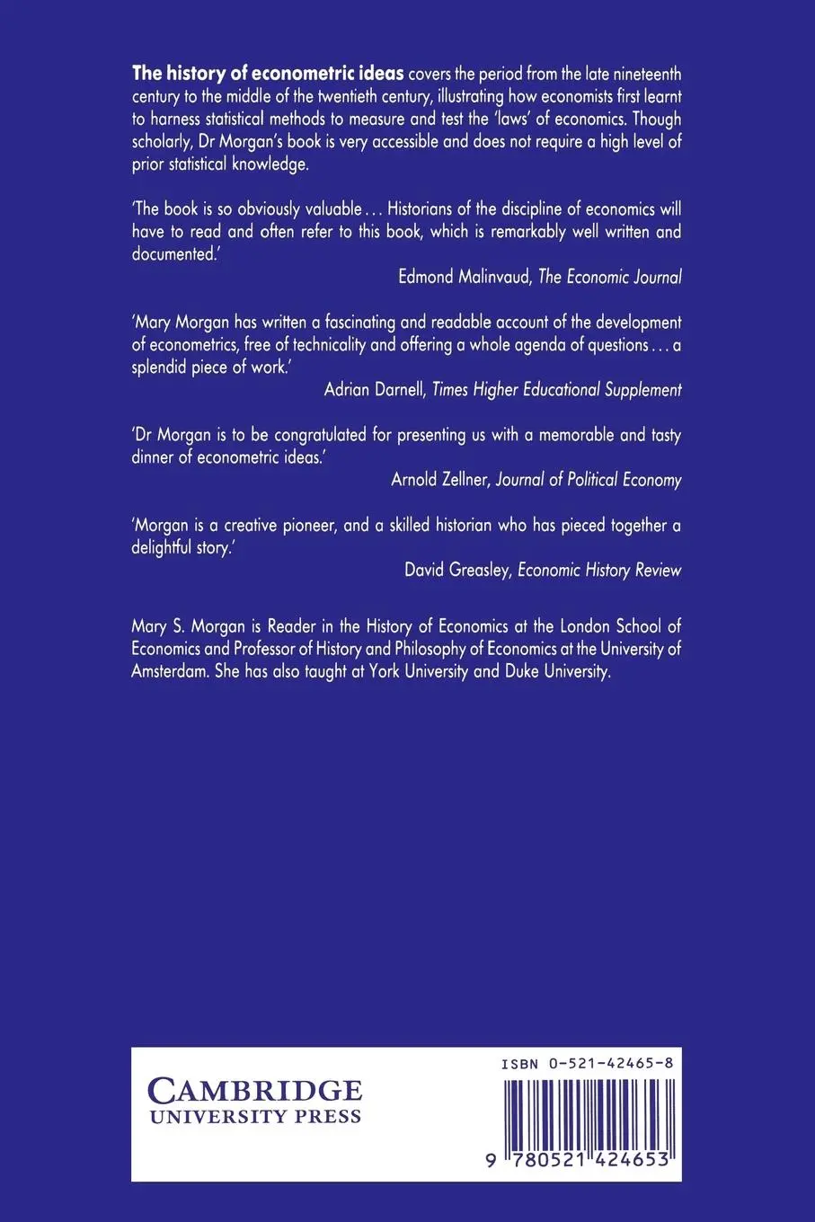 Rückseite: 9780521424653 | The History of Econometric Ideas | Mary Morgan (u. a.) | Taschenbuch