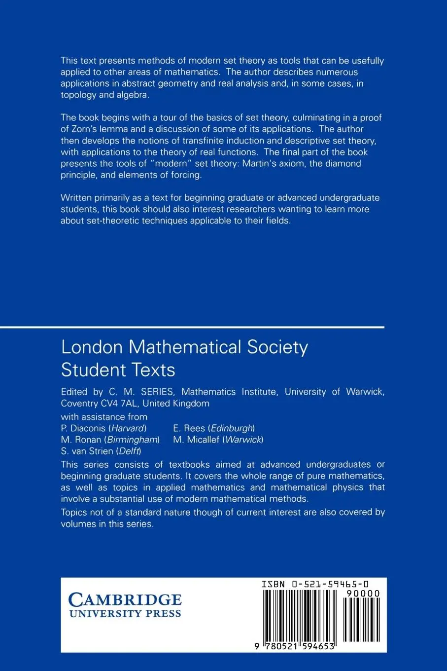Rückseite: 9780521594653 | Set Theory for the Working Mathematician | Ciesielski (u. a.) | Buch