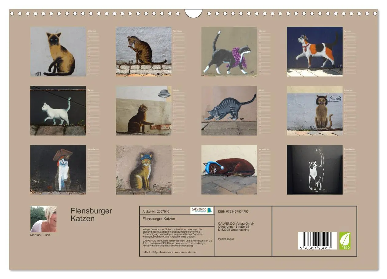 Bild: 9783457934753 | Flensburger Katzen (Wandkalender 2026 DIN A3 quer), CALVENDO...