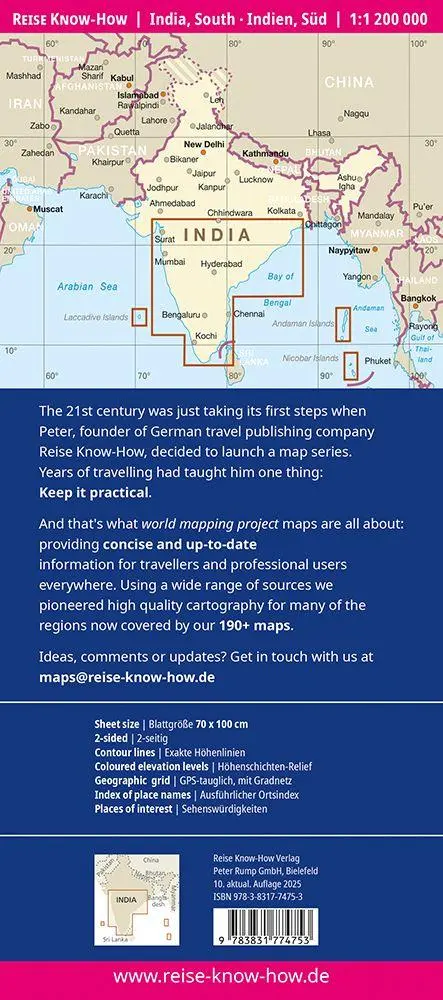 Bild: 9783831774753 | Reise Know-How Landkarte Indien, Süd / India, South (1:1.200.000)