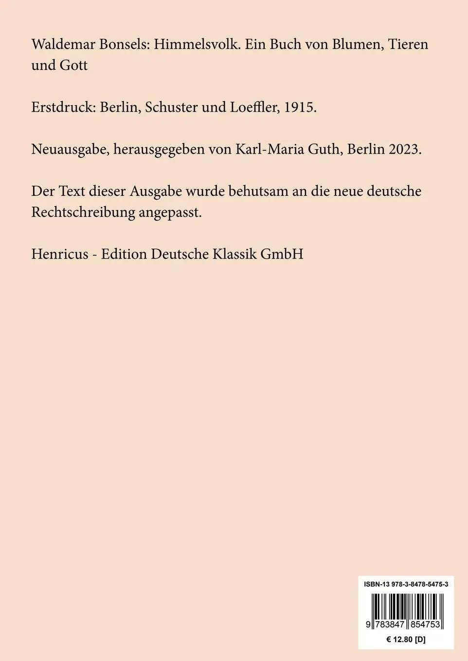 Rückseite: 9783847854753 | Himmelsvolk (Großdruck) | Ein Buch von Blumen, Tieren und Gott | Buch