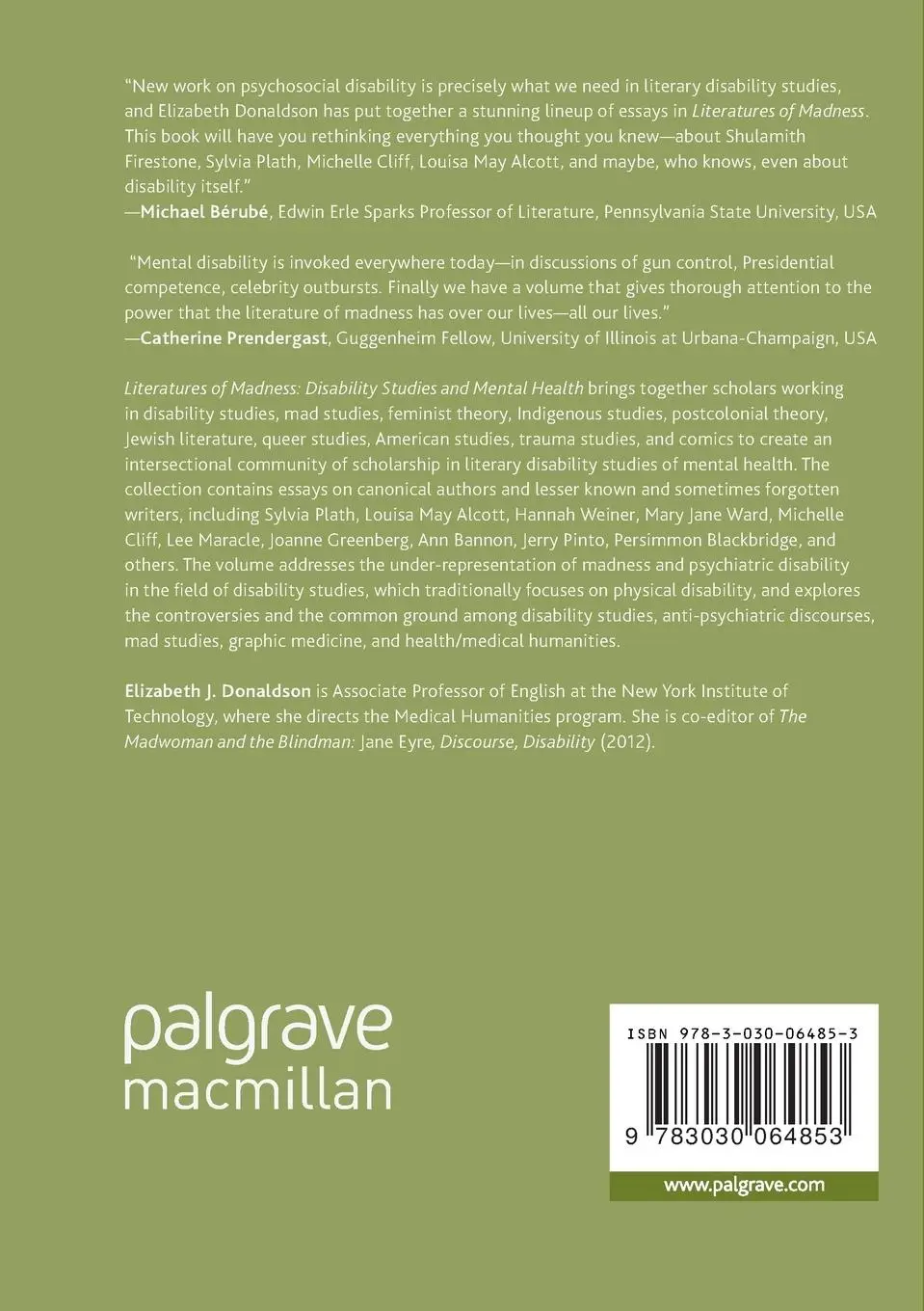 Rückseite: 9783030064853 | Literatures of Madness | Disability Studies and Mental Health | Buch