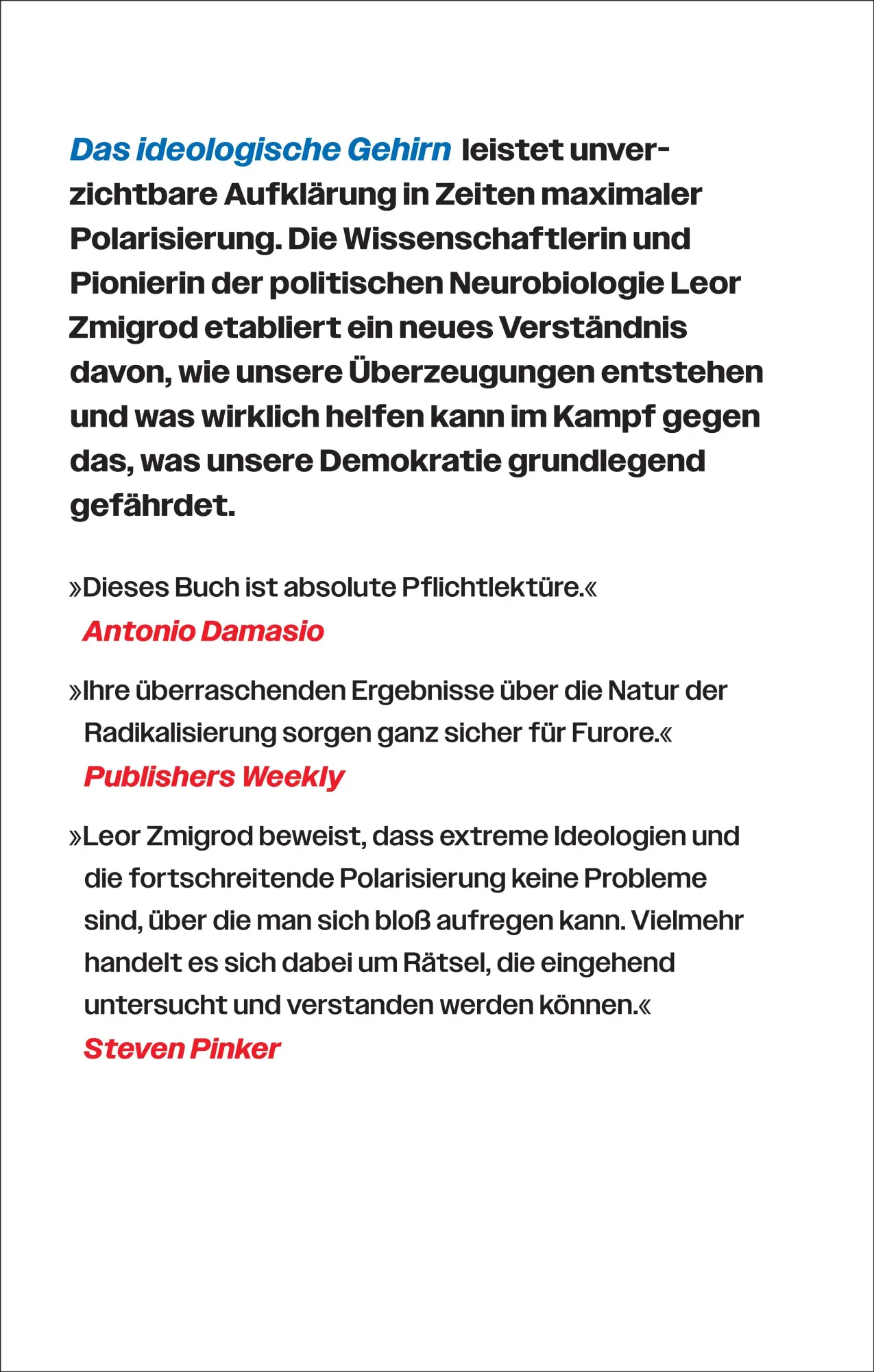 Rückseite: 9783518474853 | Das ideologische Gehirn | Leor Zmigrod | Buch | 303 S. | Deutsch