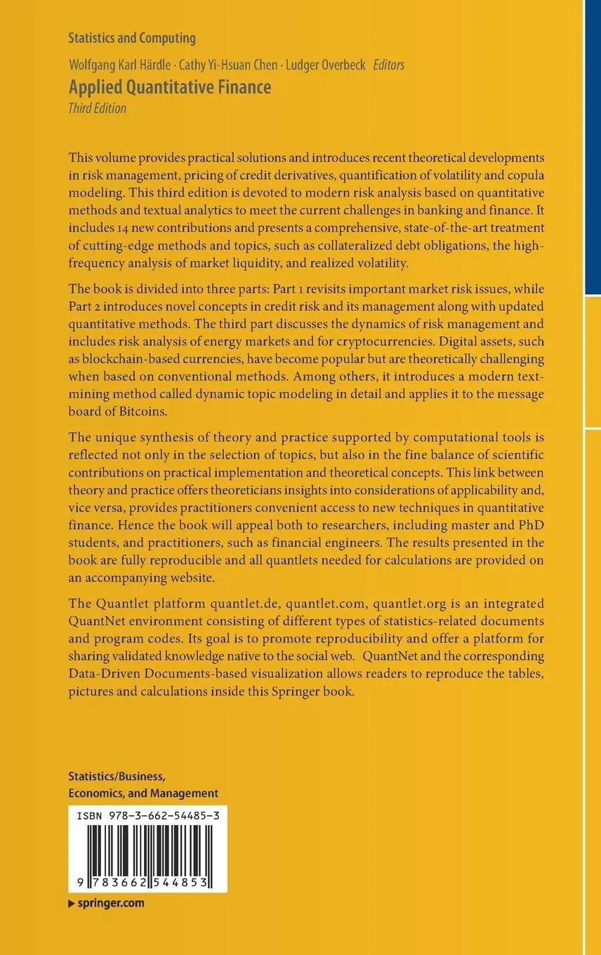 Rückseite: 9783662544853 | Applied Quantitative Finance | Wolfgang Karl Härdle (u. a.) | Buch | x