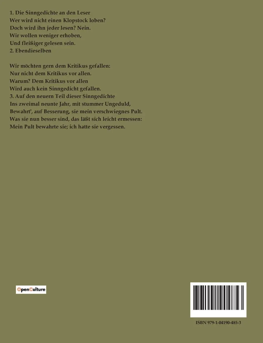 Rückseite: 9791041904853 | Sinngedichte | Abraham Gotthelf Kästner | Taschenbuch | 386 S. | 2023