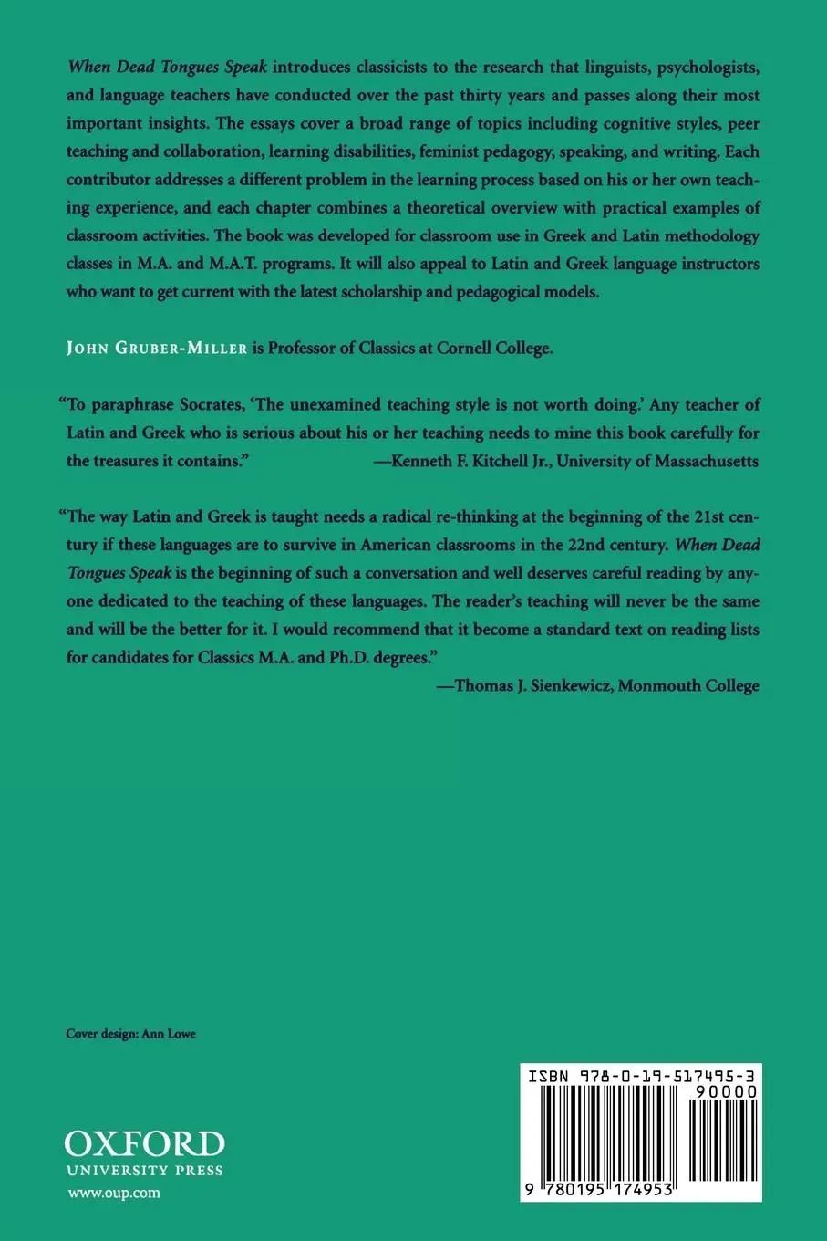 Rückseite: 9780195174953 | When Dead Tongues Speak | John Gruber-Miller | Taschenbuch | Englisch