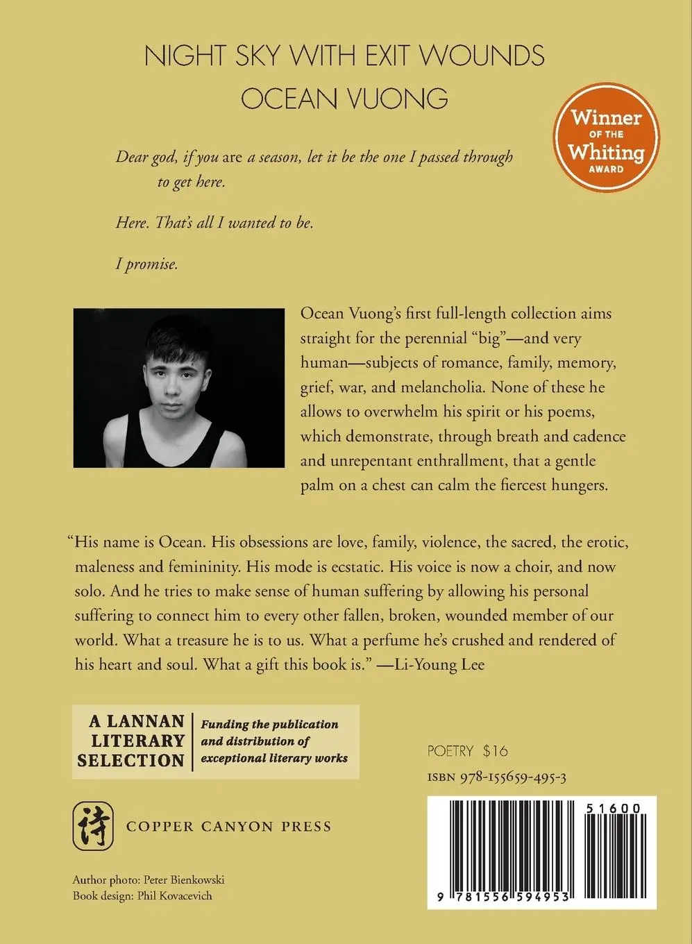 Rückseite: 9781556594953 | Night Sky with Exit Wounds | Ocean Vuong | Taschenbuch | Englisch