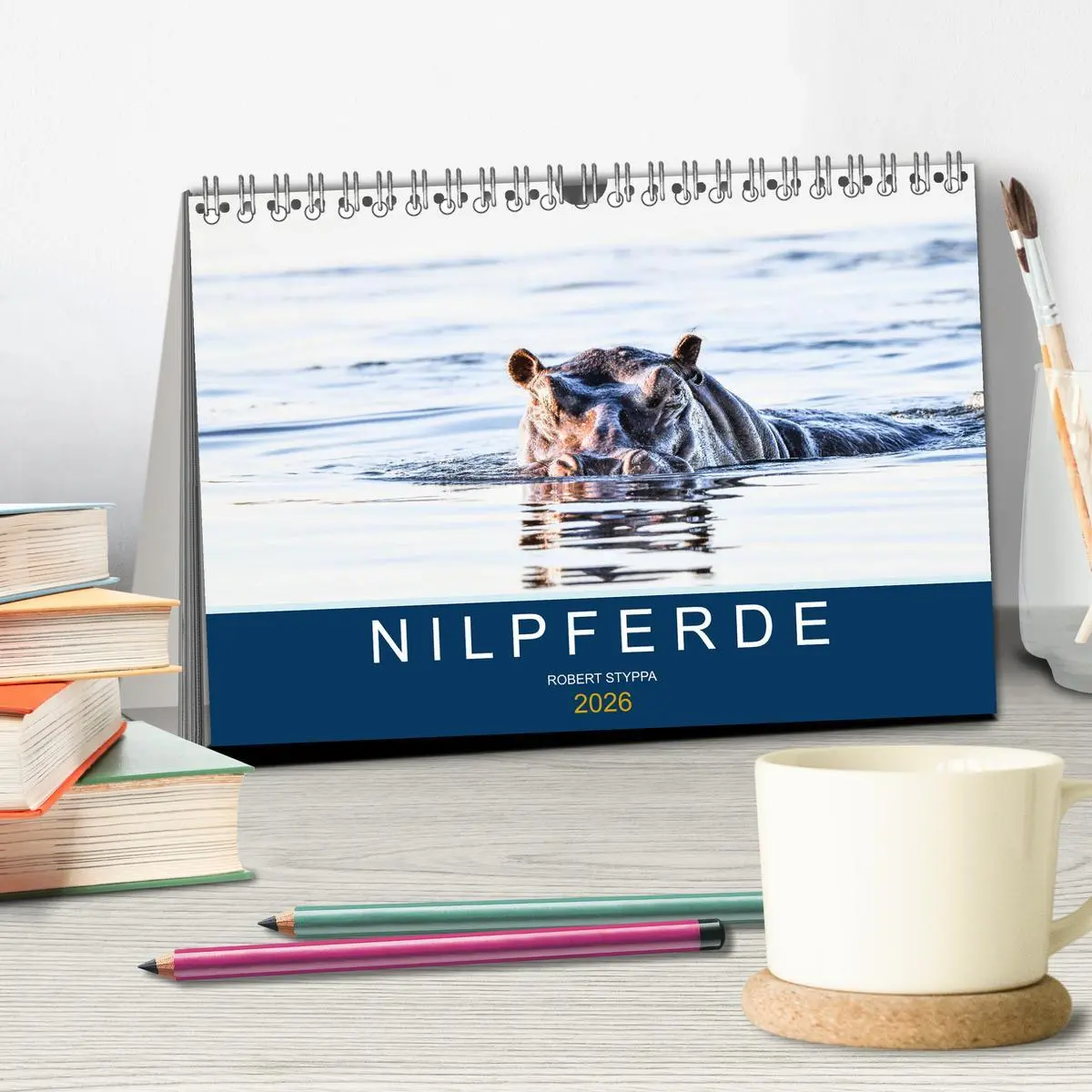 Bild: 9783457604953 | Nilpferde, Kolosse in Afrika (Tischkalender 2026 DIN A5 quer),...