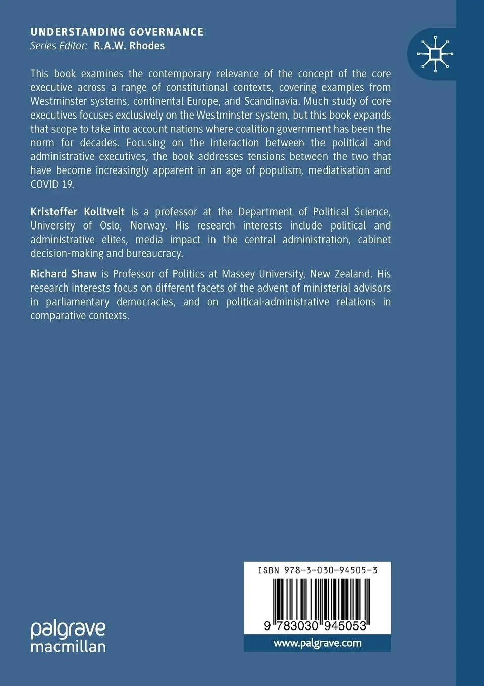 Rückseite: 9783030945053 | Core Executives in a Comparative Perspective | Richard Shaw (u. a.)