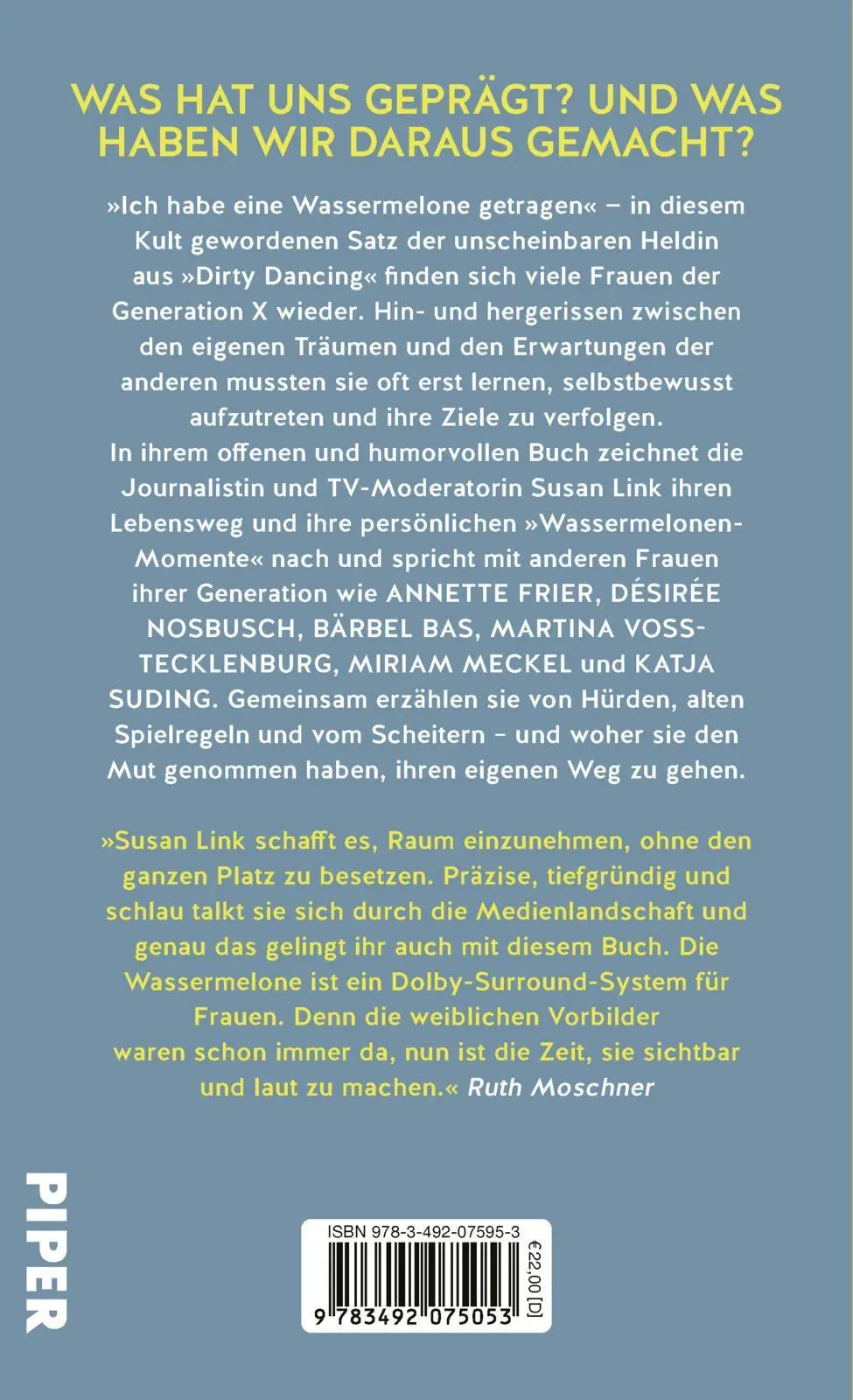 Rückseite: 9783492075053 | 'Ich habe eine Wassermelone getragen' | Susan Link | Buch | 224 S.