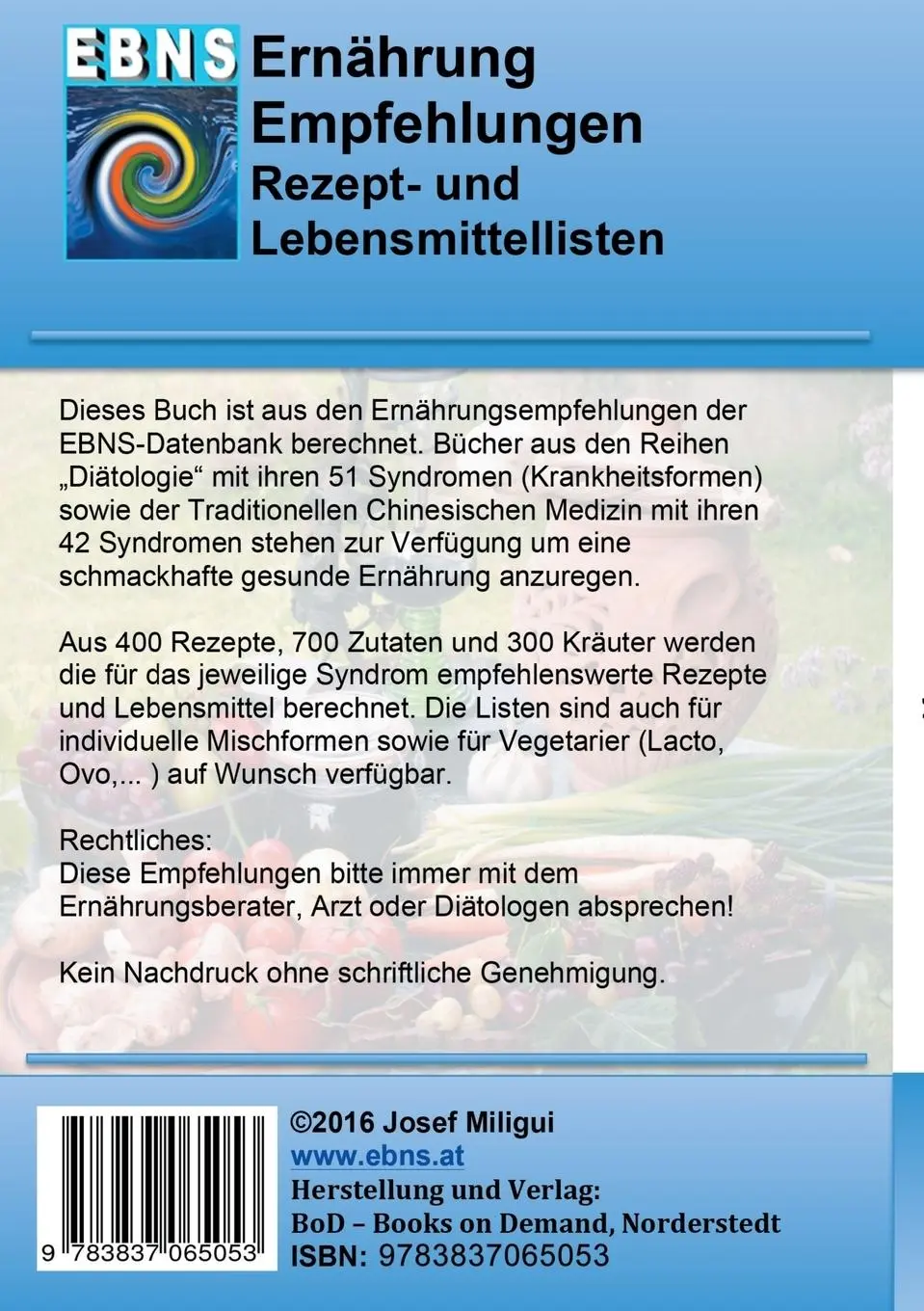 Rückseite: 9783837065053 | Ernährung bei Hyperurikämie und Gicht | Josef Miligui | Taschenbuch