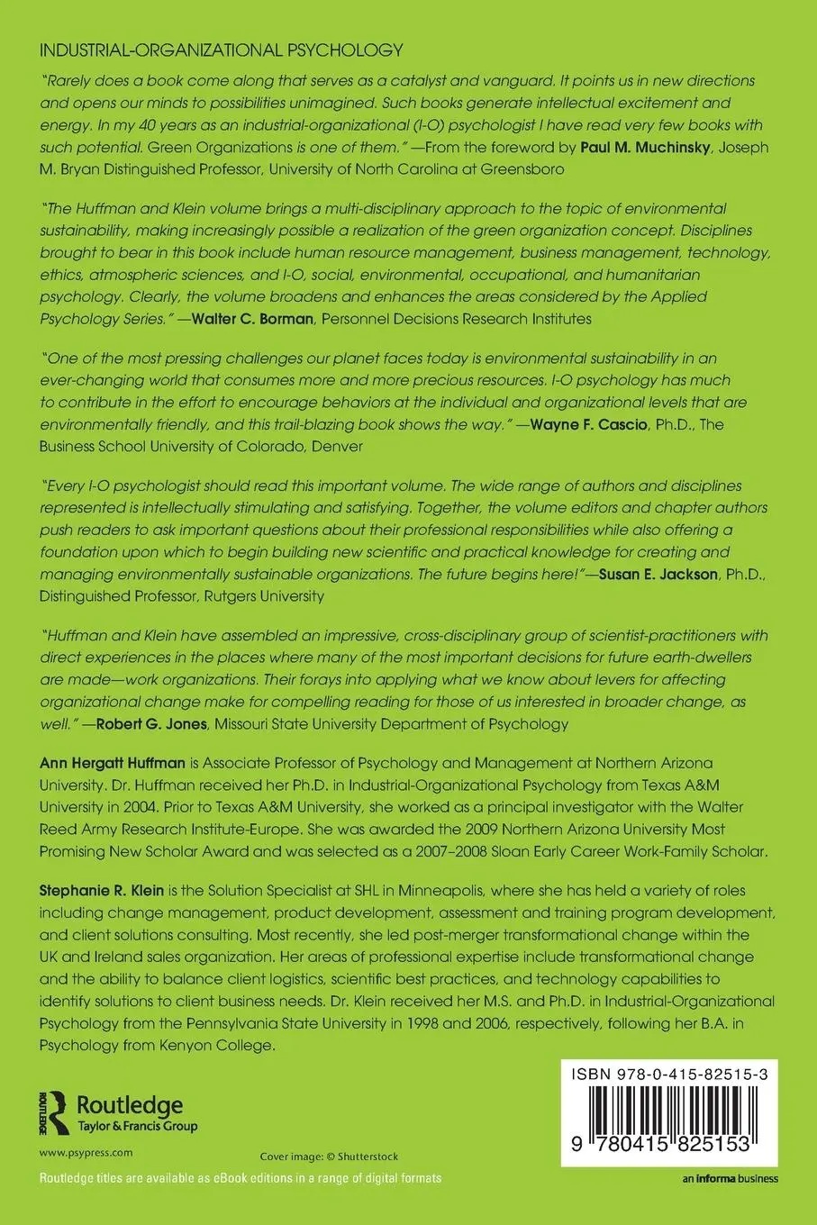 Rückseite: 9780415825153 | Green Organizations | Driving Change with I-O Psychology | Taschenbuch