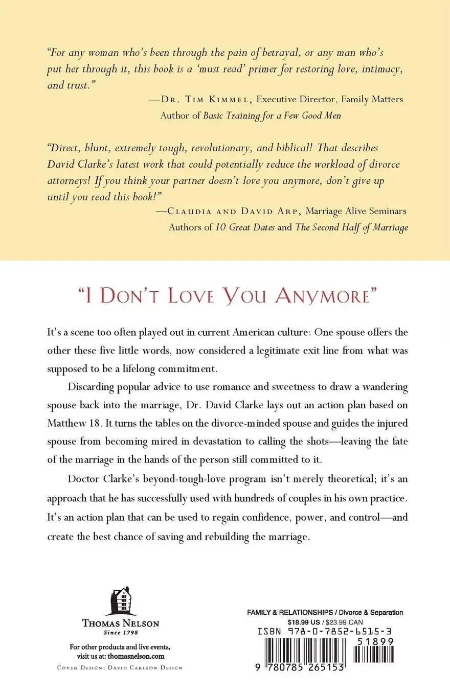 Rückseite: 9780785265153 | I Don't Love You Anymore | What to do when he says, | David Clarke