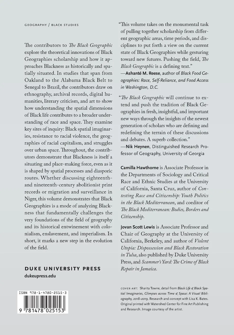 Rückseite: 9781478025153 | The Black Geographic | Praxis, Resistance, Futurity | Taschenbuch