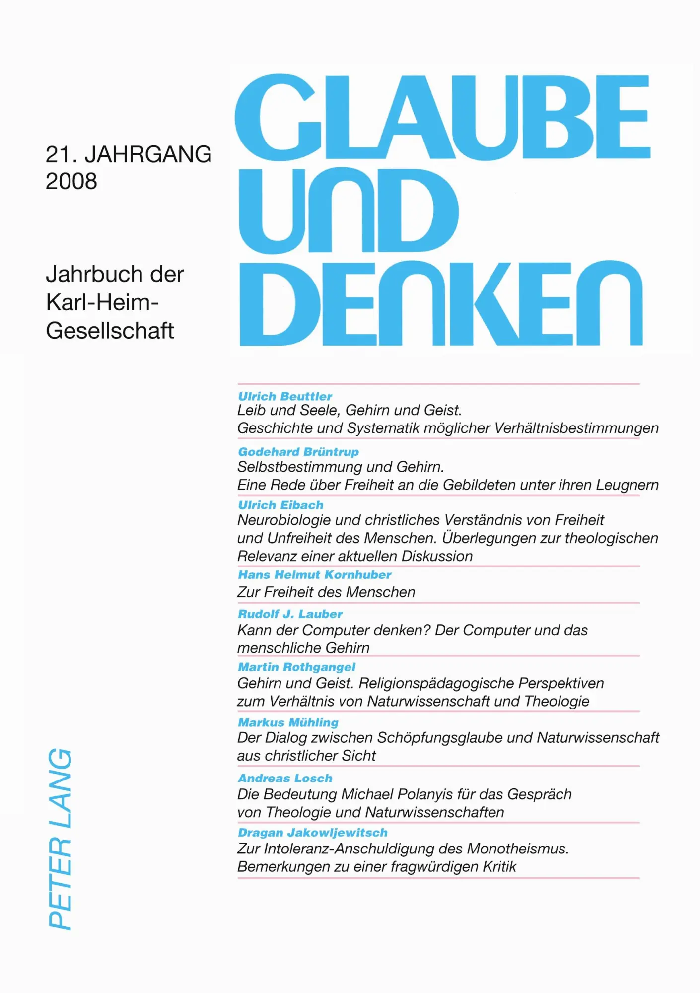Cover: 9783631585153 | Glaube und Denken | Ulrich Beuttler (u. a.) | Taschenbuch | 200 S.