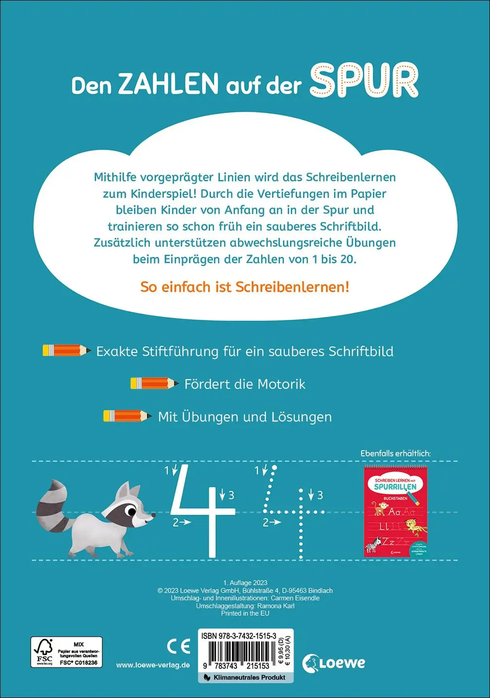 Rückseite: 9783743215153 | Schreiben lernen mit Spurrillen - Zahlen | Carmen Eisendle | Buch