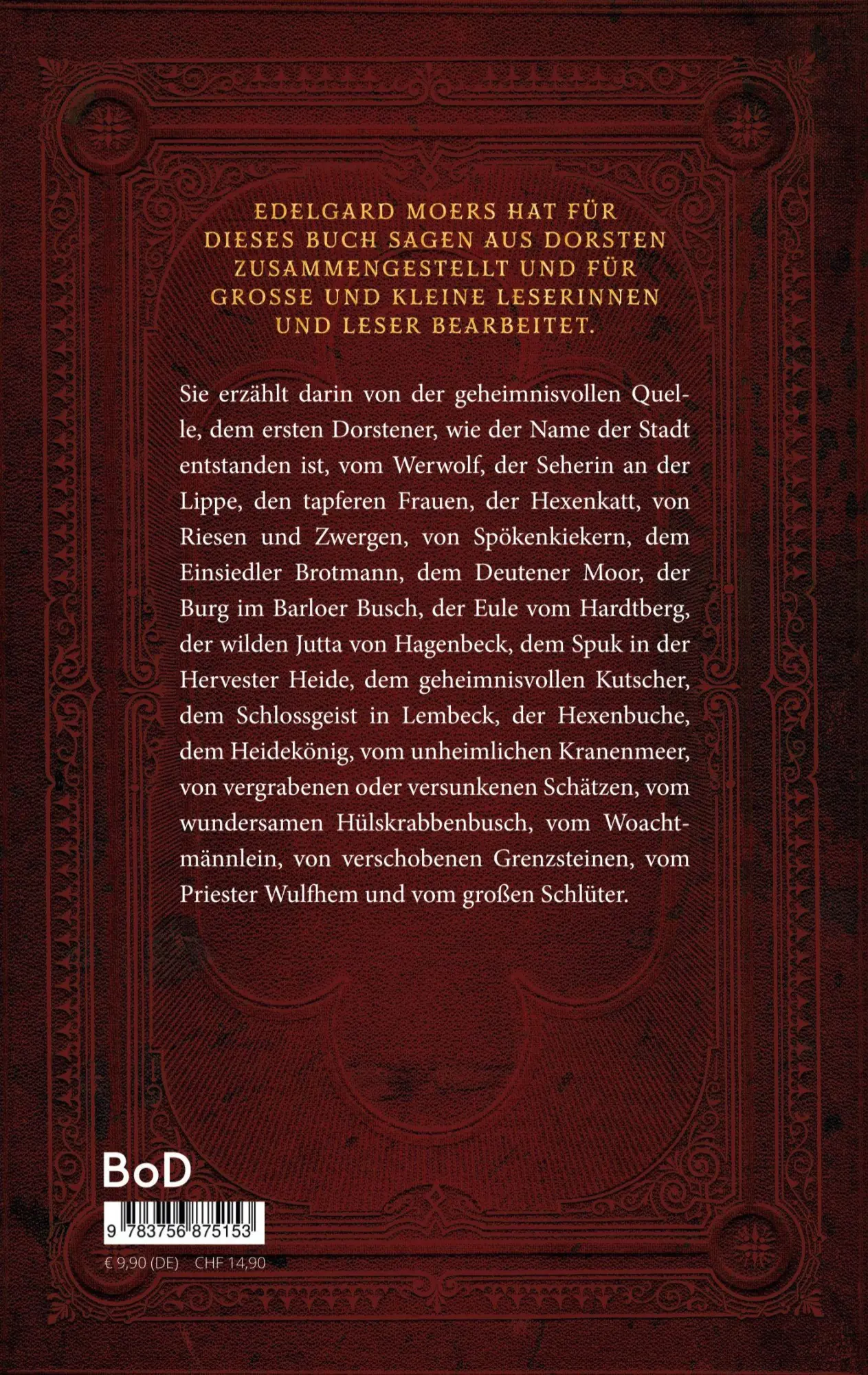 Rückseite: 9783756875153 | Sagen aus Dorsten | Edelgard Moers | Taschenbuch | 190 S. | Deutsch