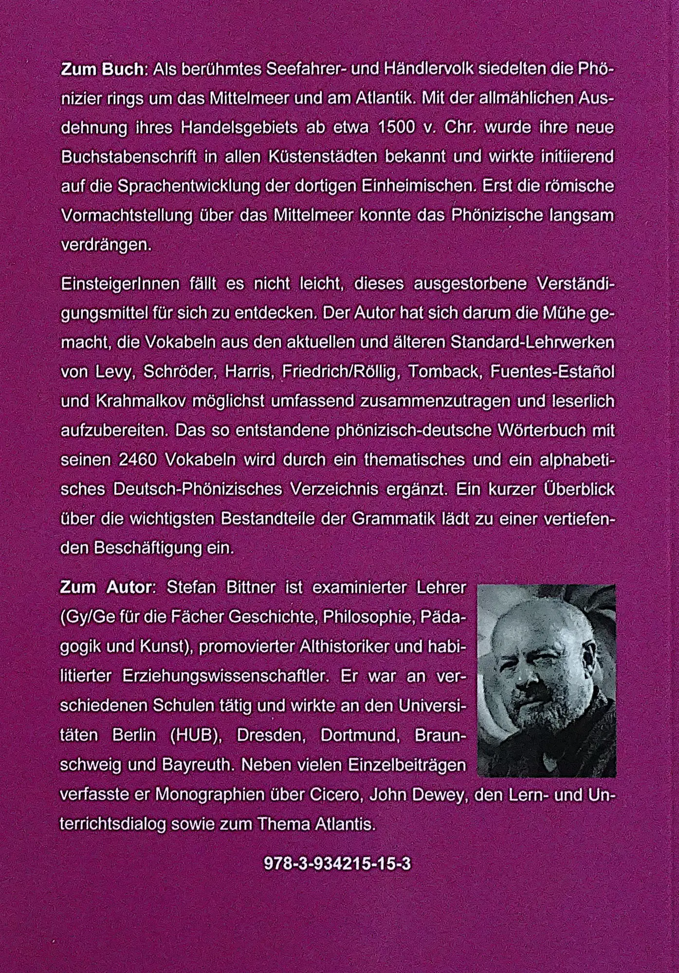 Rückseite: 9783934215153 | Phönizisches Wörterbuch mit Punisch, Neupunisch und Kurzgrammatik