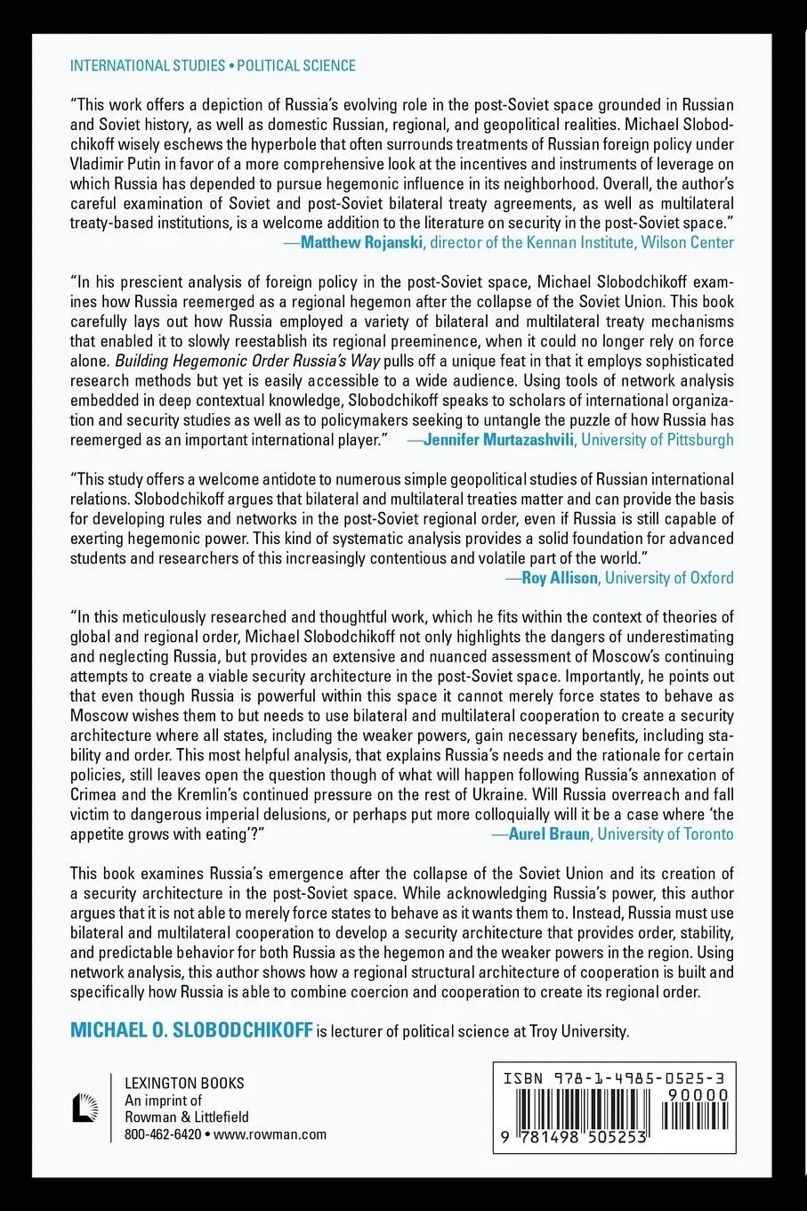 Rückseite: 9781498505253 | Building Hegemonic Order Russia's Way | Michael O. Slobodchikoff