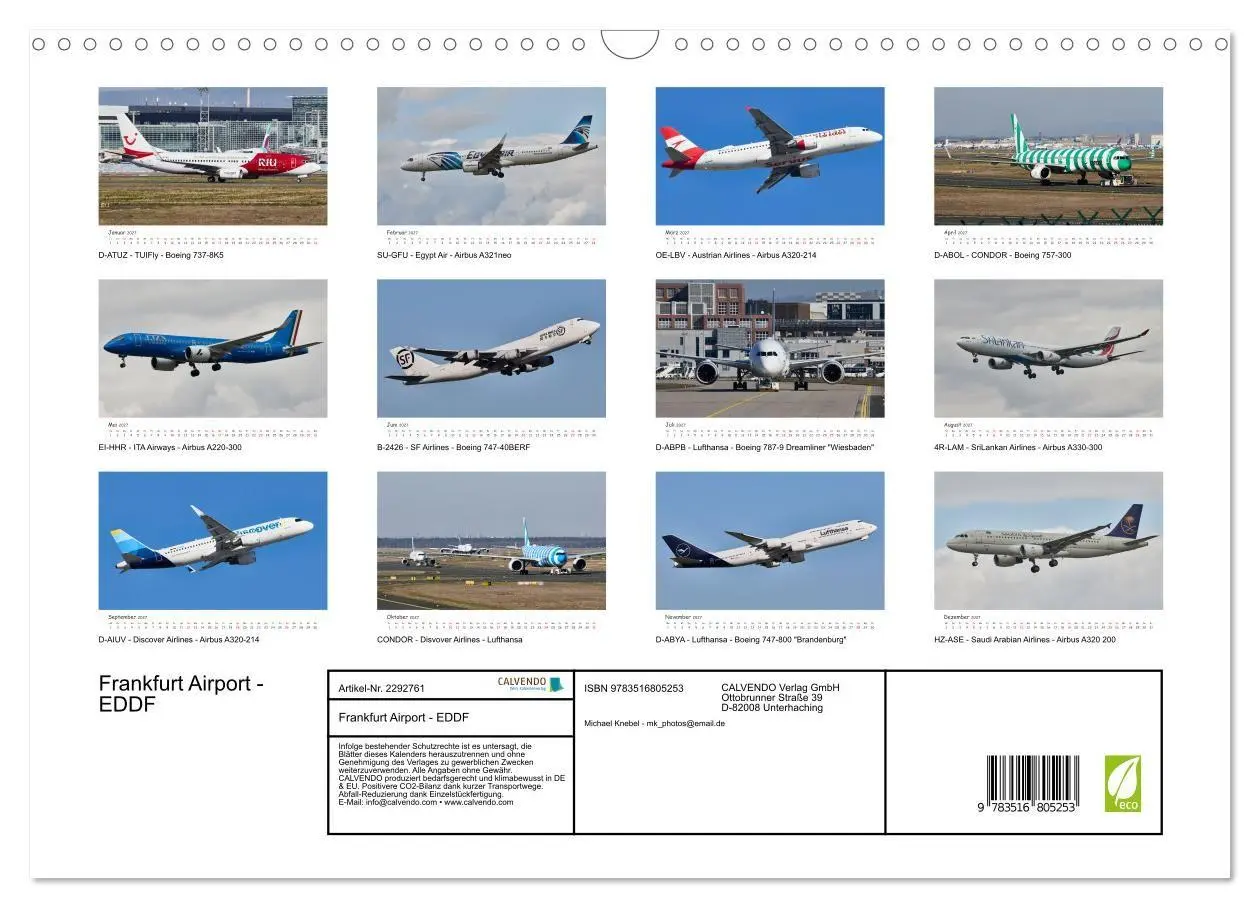 Bild: 9783516805253 | Frankfurt Airport - EDDF (Wandkalender 2027 DIN A3 quer), CALVENDO...
