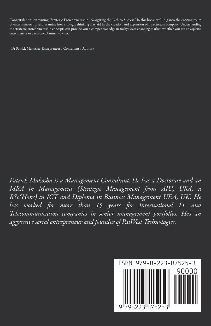 Rückseite: 9798223875253 | Strategic Entrepreneurship | Navigating The Path To Success | Mukosha
