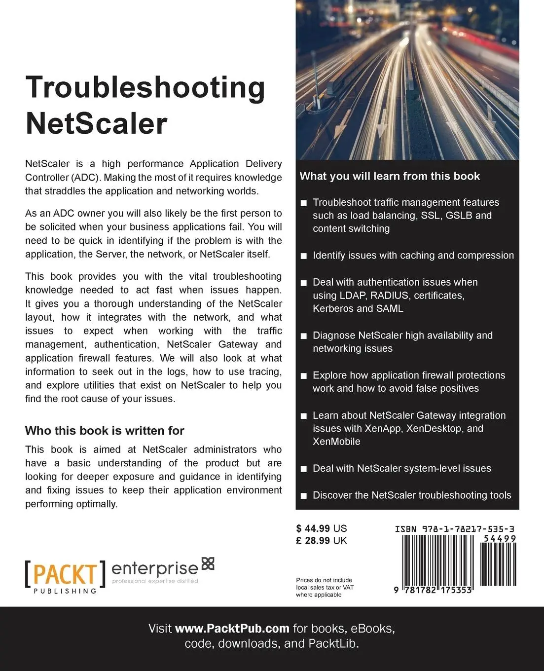Rückseite: 9781782175353 | Troubleshooting NetScaler | Raghu Varma Tirumalaraju | Taschenbuch