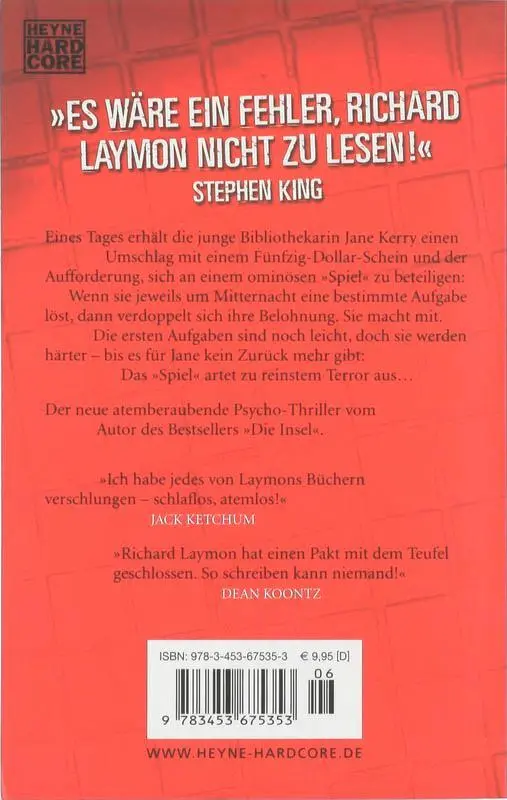 Rückseite: 9783453675353 | Das Spiel | Roman | Richard Laymon | Taschenbuch | 494 S. | Deutsch