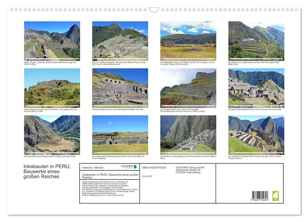 Bild: 9783457705353 | Inkabauten in PERU, Bauwerke eines großen Reiches (Wandkalender...